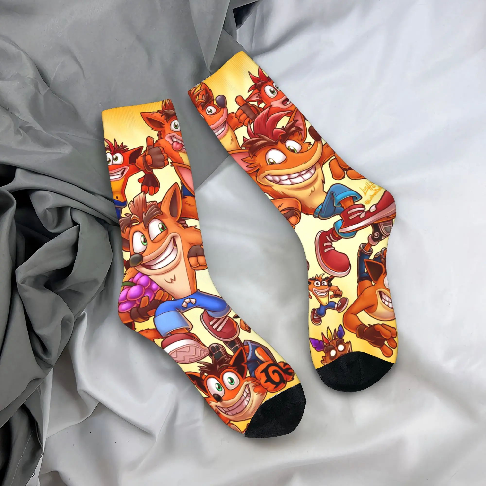 

Носки Crashs Bandicoots, забавные чулки, весенние нескользящие носки для пар, мягкие дышащие уличные носки с узором