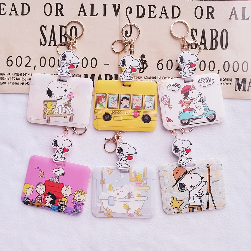 

Snoopy Card Protective Case Kawaii Cute Anime Creative Cartoon Subway Card Bus Card Protective Shell Student Meal Card Keychain