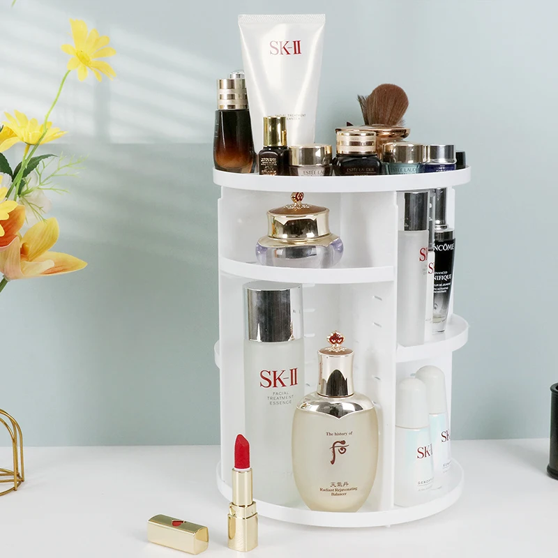 Rotating cosmetics storage box lipstick skin care products storage net celebrity home dressing table desktop storage rack