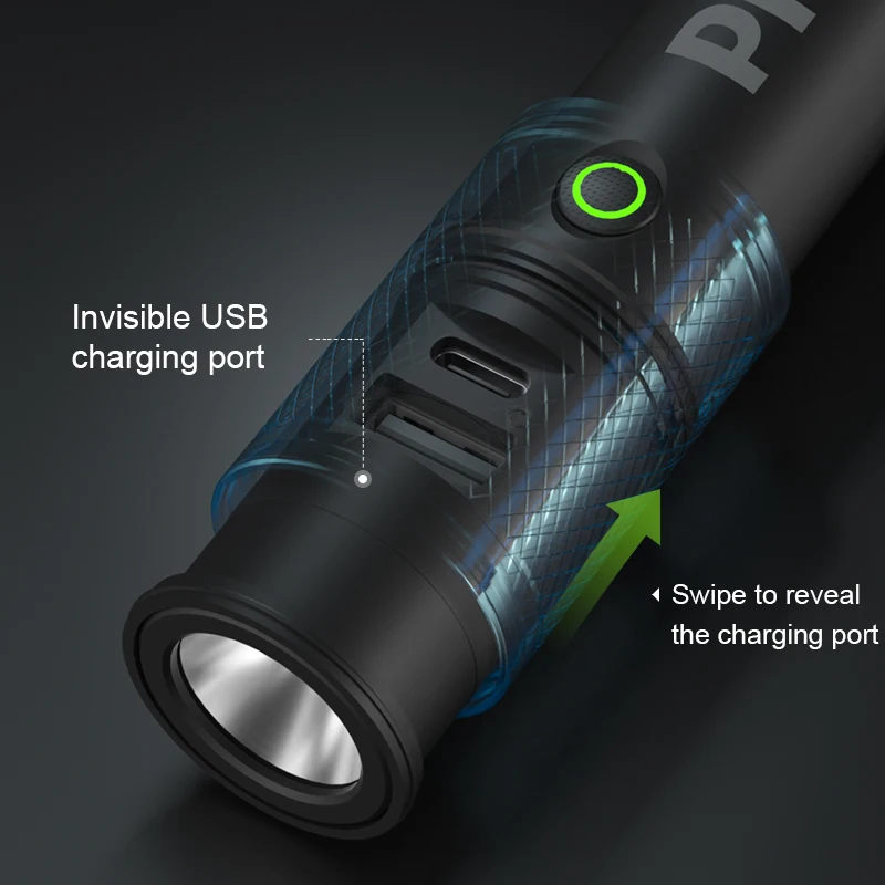 Philips LED Flashlight With USB 18650 Rechargeable Battery 4 Lighting Modes Waterproof Outdoor Camping Self Defense Flashlights