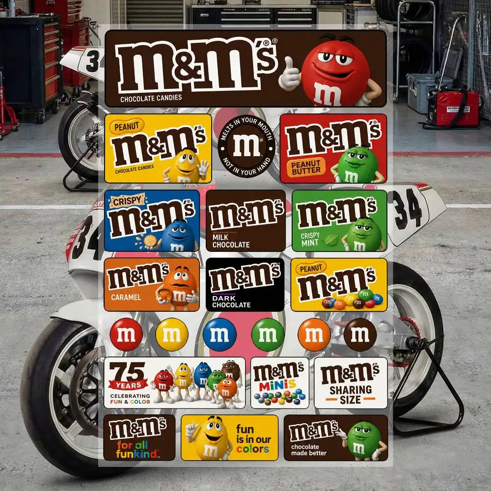 M-&M-'S- Ästhetische Graffiti-Aufkleber, wasserfeste PVC-Aufkleber für Auto, Motorrad, Skateboard, Helm, Notizbuch