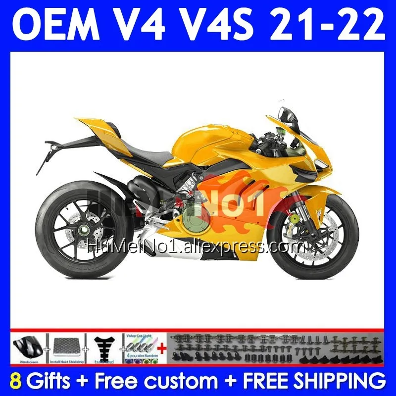 Injection Body For DUCATI Panigale V4 V 4 S R Gloss Golden V4S V4R 21-22 Year 328No.69 V4-S V4-R 2021 2022 21 22 OEM Fairing Kit