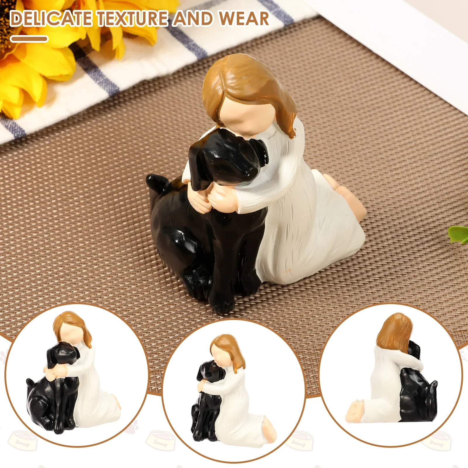 Love My Black Dog Figurines Statues Cute Dog Angel Friendship Remembrance Presents for Pet Lovers Living Room Bookshelf