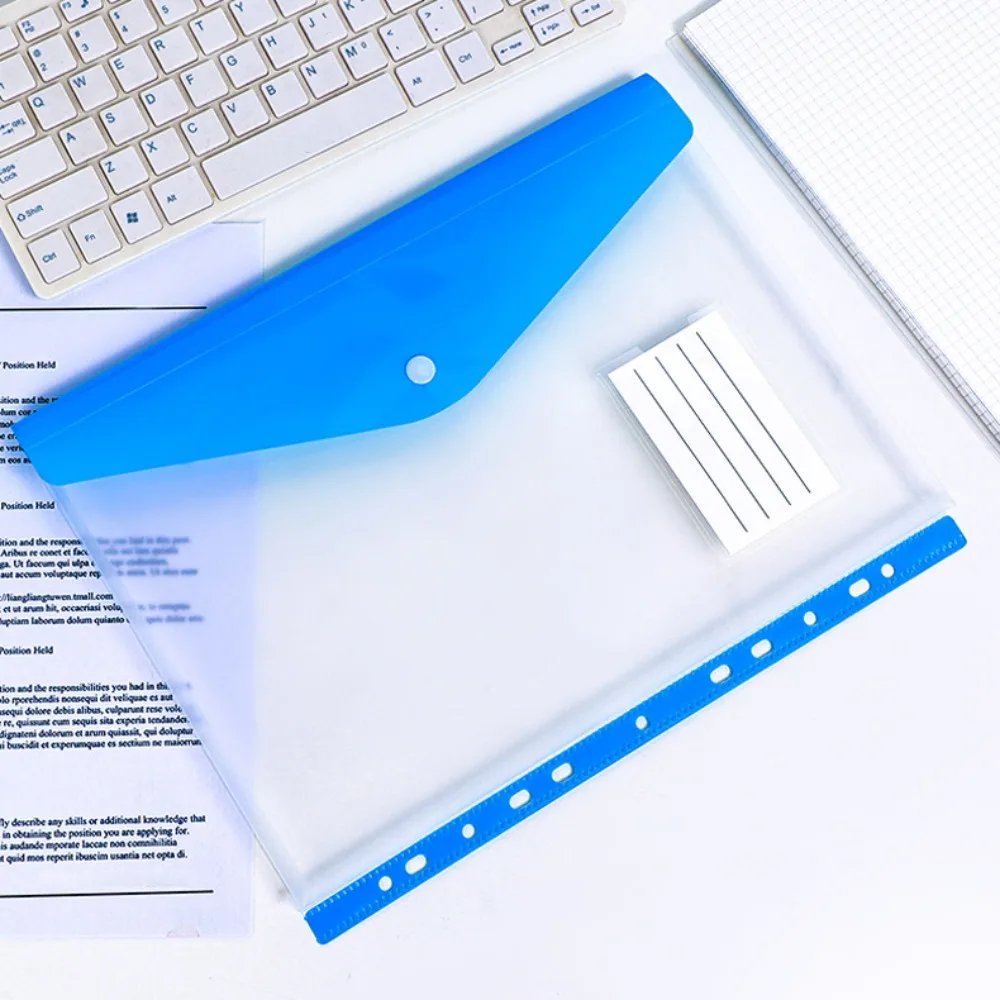 

6 pcs New PP Binder Folders Clear Envelopes Punched Pockets 6 colors Button Closure Binder Pocket School Files