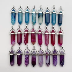 Fashion Good quality Amethyst opal rose quartz natural gem stone pendulum pendant Jewelry making charm diy gift accessories 24pc