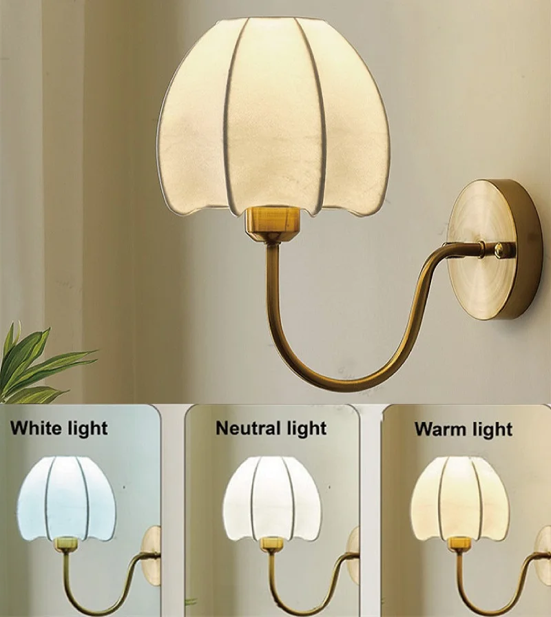Retro tecido lâmpada de parede simples led quarto lâmpada cabeceira sala estar fundo decoração da parede lâmpada