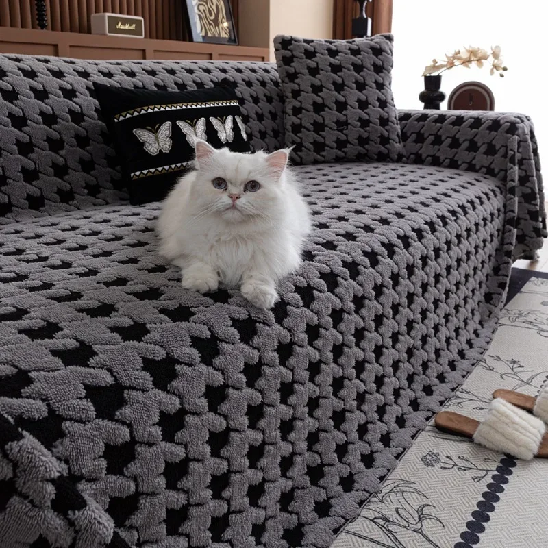 1PC Sofa Cover Premium Feeling Thousand Bird Grid Four Seasons Universal Sofa New Non-slip Household Goods
