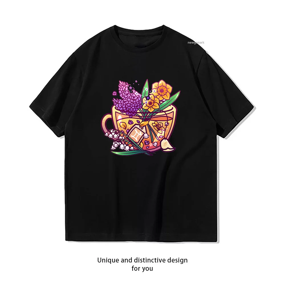 Gemini Zodiac Teacup T-shirt woman man Casual cotton graphic t shirts Adult streetwear camisetas tops tee Short-sleev