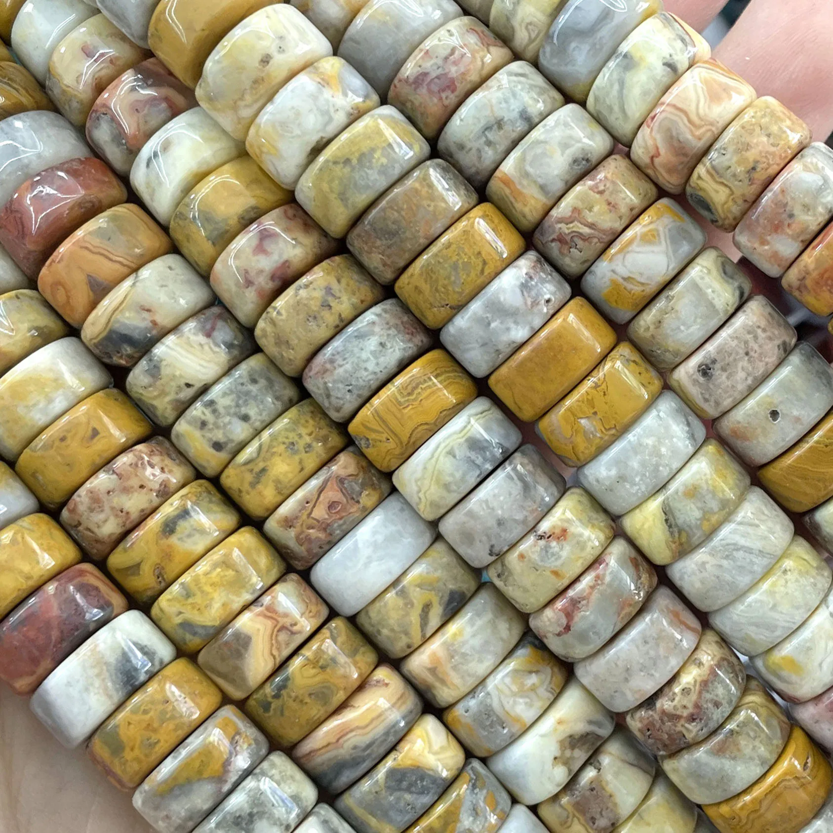 Naturstein-Rondelle-Agat-Quarz-Jade-Flachrunde-Abstandsperlen für Schmuckherstellung, DIY-Armband-Halsketten-Zubehör 6X12MM – Detail 16