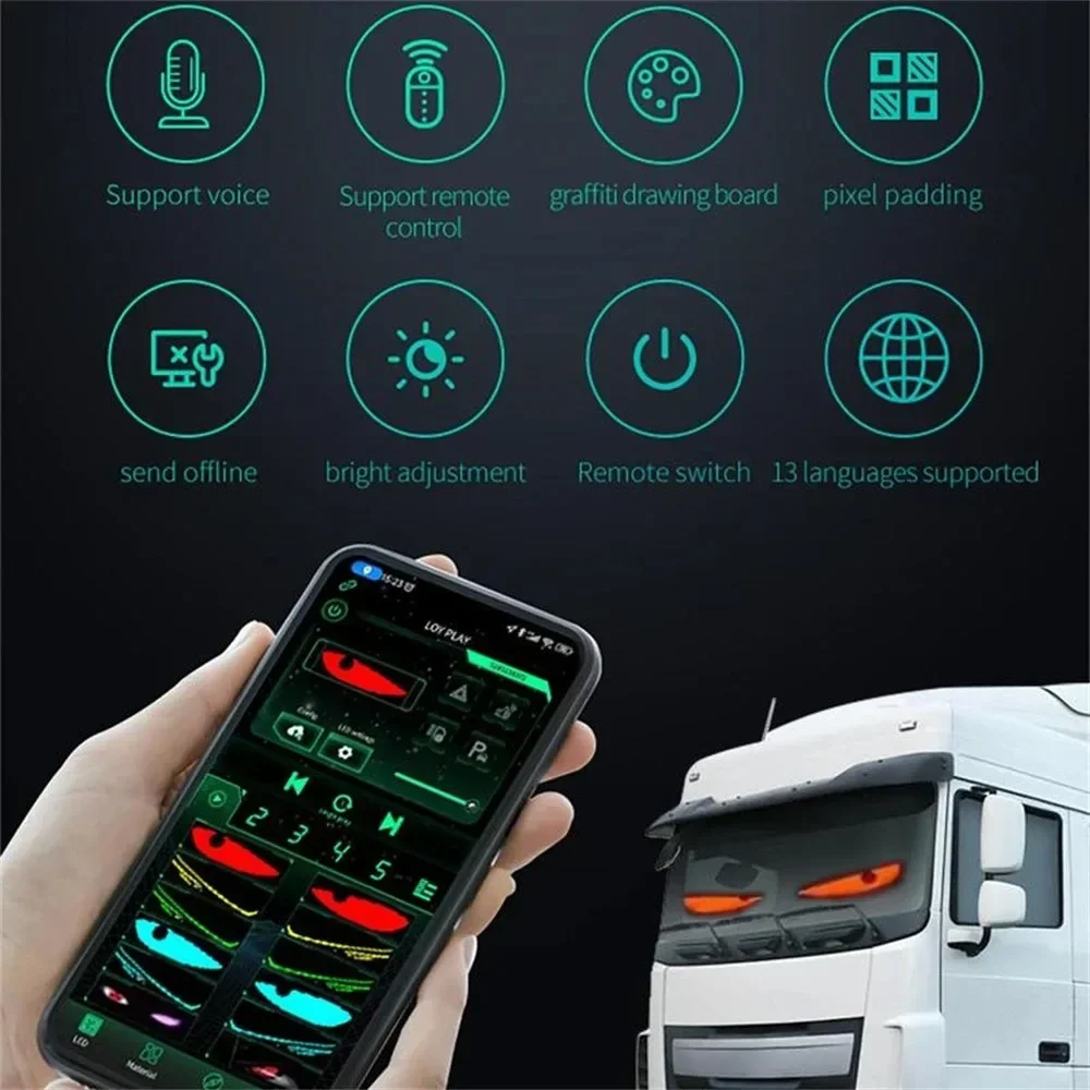 Devil‘s Eye LED Screen Light Car Windshield Decor Panel USB Plug-in DIY App Control Flexible Scrolling Text Animation Display