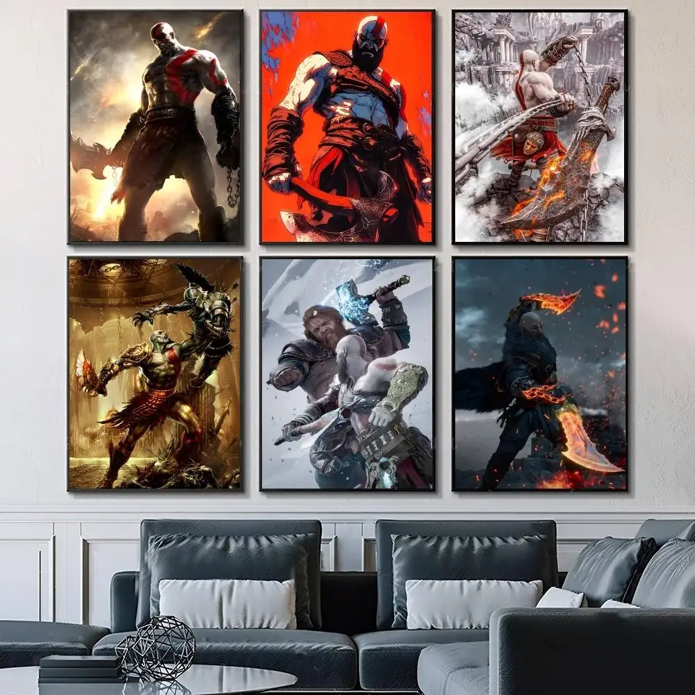 Classic Game Anime Cool G-God of W-War Manga Posters Fancy Wall Sticker for Living Room Bar Decoration Wall Decor