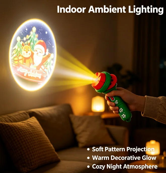 Christmas Projection Flashlight Toy for Kids, 24 Different Xmas Patterns Projector Torch, Santa Snowman Reindeer Image Projector, Holiday Party Favors Christmas Gift for Boys Girls