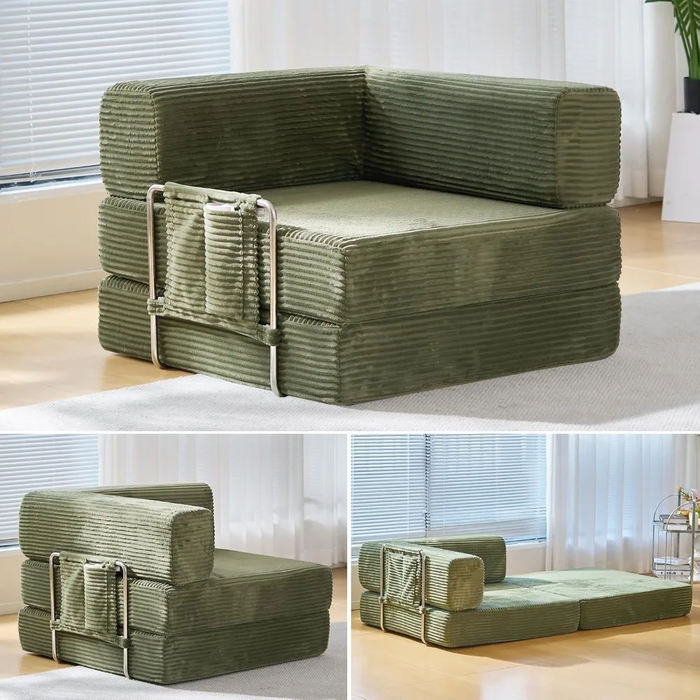 

Folding Sofa Bed Convertable Corduroy Couch King Size Floor Sleeper 4-in-1 DIY Combination Modular Sofa Fold Out Futon Lounge Co