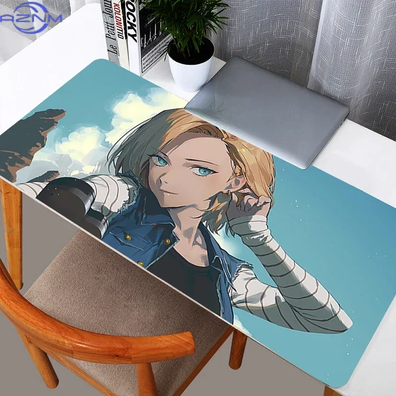 Anime Cyborg Girl Character Mouse Pad, Rubber Anti-slip Gaming Mouse Pad, Mechanical Sci-fi Comic Print Desk Mat with Smooth Sur