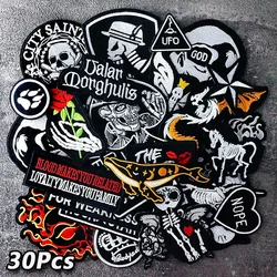30Pcs/Lot Black White Star Rock Cat Patches Embroidery Appliques Ironing Clothing Sewing Supplies Decoration Iron on Patch