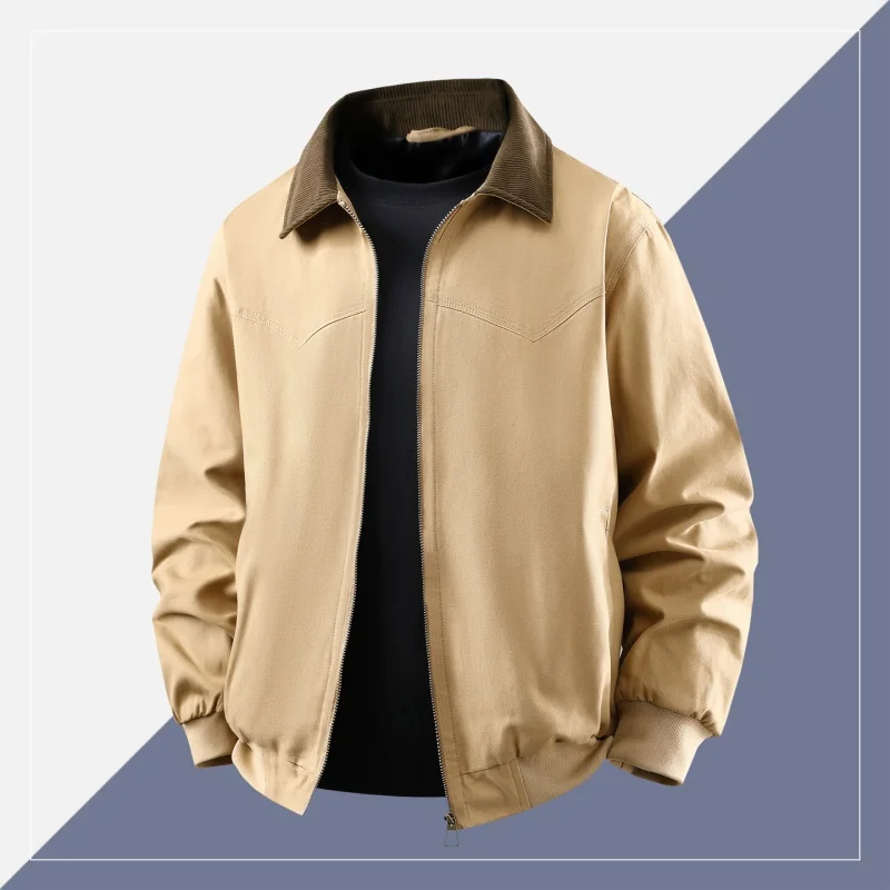 

Весенне-осенняя модная новинка: мужские куртки однотонные с отложным воротником, мужская одежда для активного отдыха, ветрозащитные куртки и пальто, качественная повседневная одежда