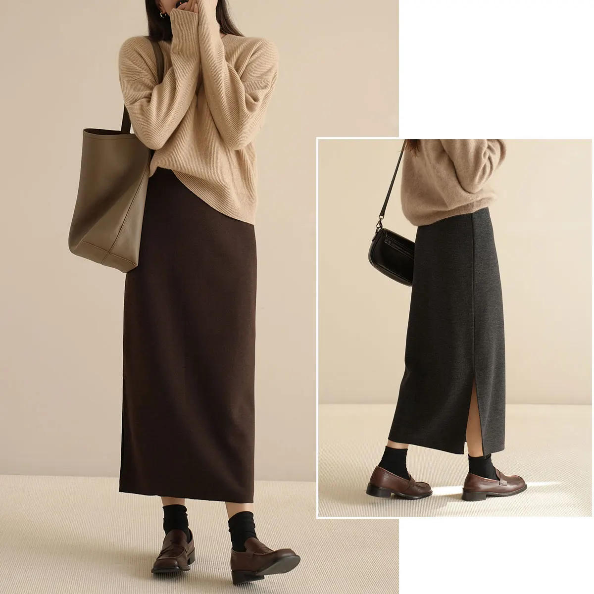 

High Waist Asymmetrical Vintage Women's Skirt Mid-Length Bodycon Autumn Winter Faion Split Design Casual Polyester Blend