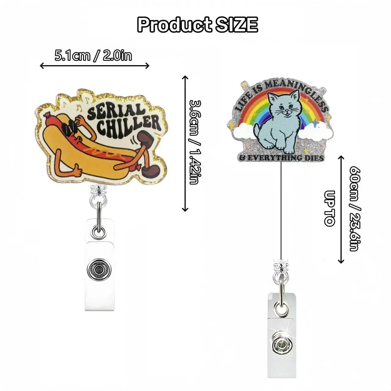 

Акриловая блестящая катушка для бейджа, выдвижной держатель для удостоверения личности для медсестры, врача, забавная новинка, ремешок для карт, брелок