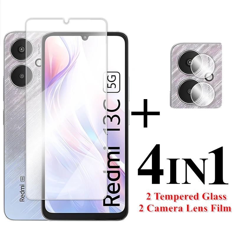 

For Redmi 13C Glass Transparent Screen Protector For Xiaomi Redmi 10C 11A 12 12C 13C 5G Tempered Glass For Redmi 13C Lens Film