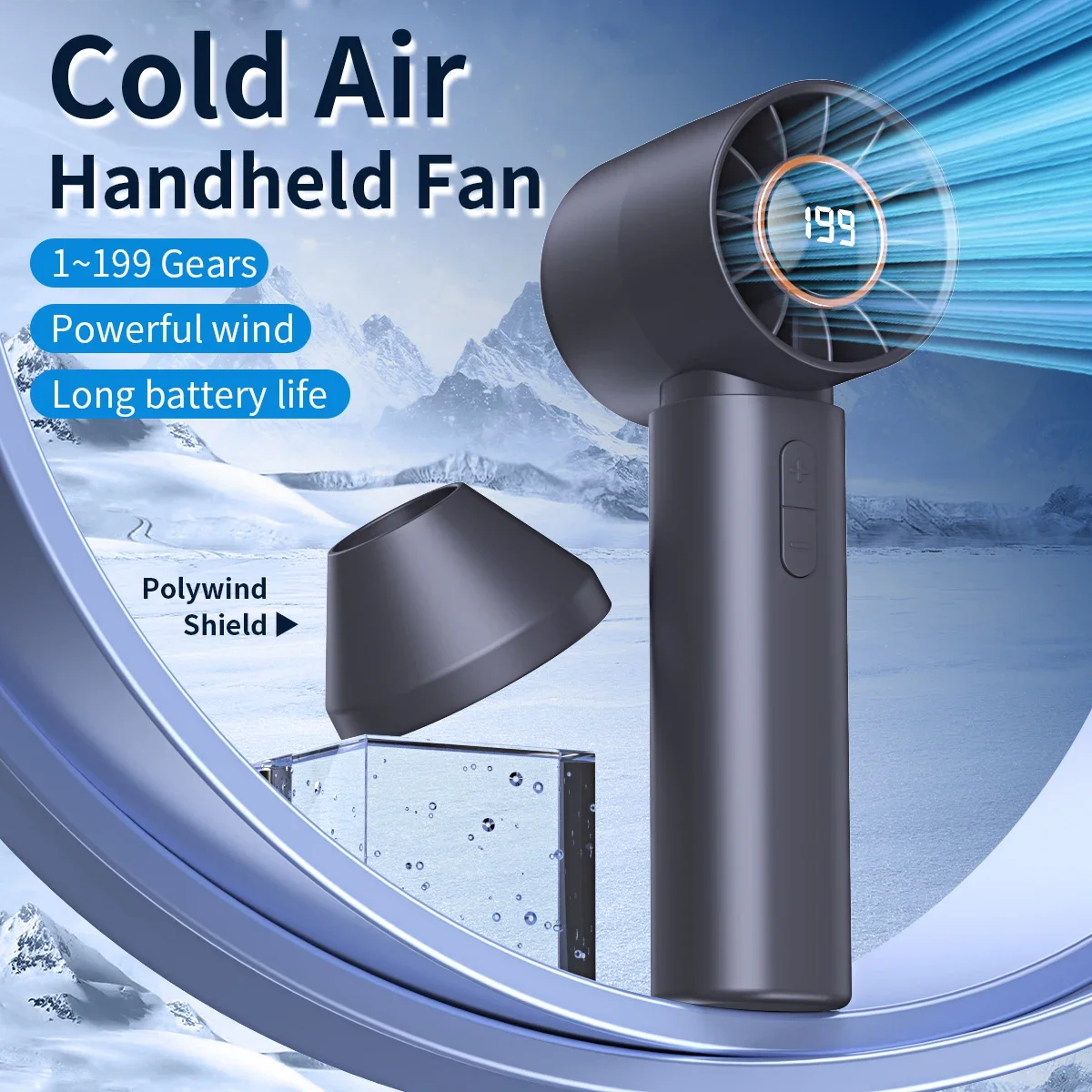 T12 Electric Fan Digital Display Bladeless Turbine High-speed Handheld Small Fan Usb Charging Mini Portable Small Fan