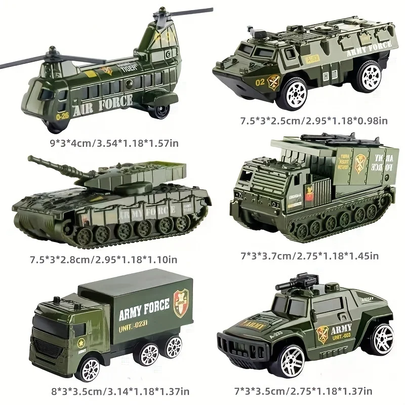 6 pieces per pack / 8 pieces per pack, alloy military set, mini realistic military truck armored vehicle model toy, a fun and in