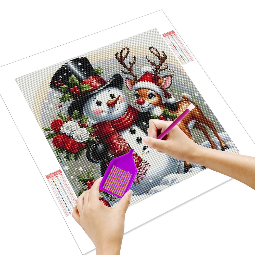 HUACAN 1 قطعة الماس اللوحة احتفالي ثلج الرنة المشهد قماش الماس اللوحة 5D DIY بها بنفسك الحفر الكامل فسيفساء العمل الفني عطلة