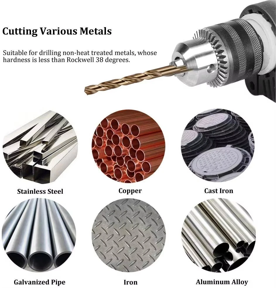 Perfactool 13pc HSS 1.5-6.5mm ラウンドシャンクツイストドリルビットセット チタンコーティングされた金属 PVC ボード用穴あけ