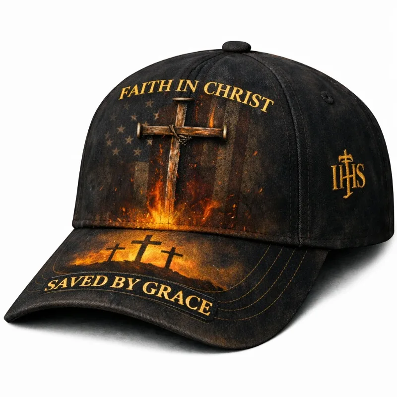 Christian Lion of Judah Jesus Cross Embroidered Cap - Unisex Adjustable Faith Statement Hat Suitable for Worship Services, Churc