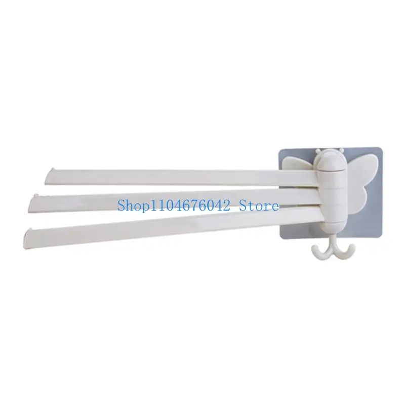 

5asd Creative Towel Bar Wall Mount Bathroom Towel Rack Holder Storage Space Saving Towel 3 Arms
