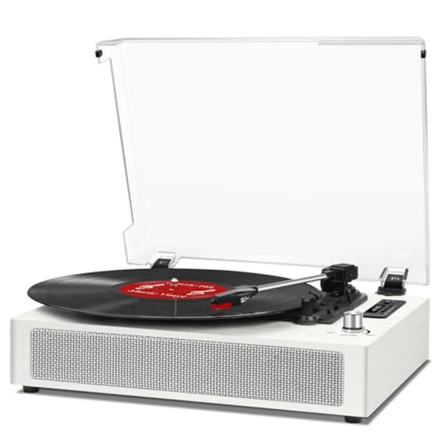 

Vintage Record Player with Bluetooth Built-in Speakers 3-Speed Belt-Driven Turntable with USB Recording EQ Modes AUX-in RCA Out