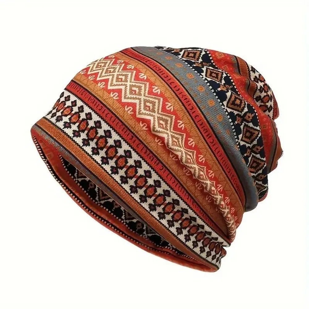 Contrasting Colors Pullover Hat Plaid Print Scarf Pullover H