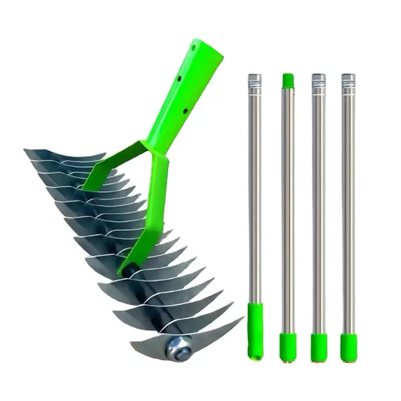 Lawn Loosening Rake Gardening Grass Clearing Rake Sturdy Gardening Loosening Rake 12.8 Inch Wide grass Eater Rake 67 Inches Long