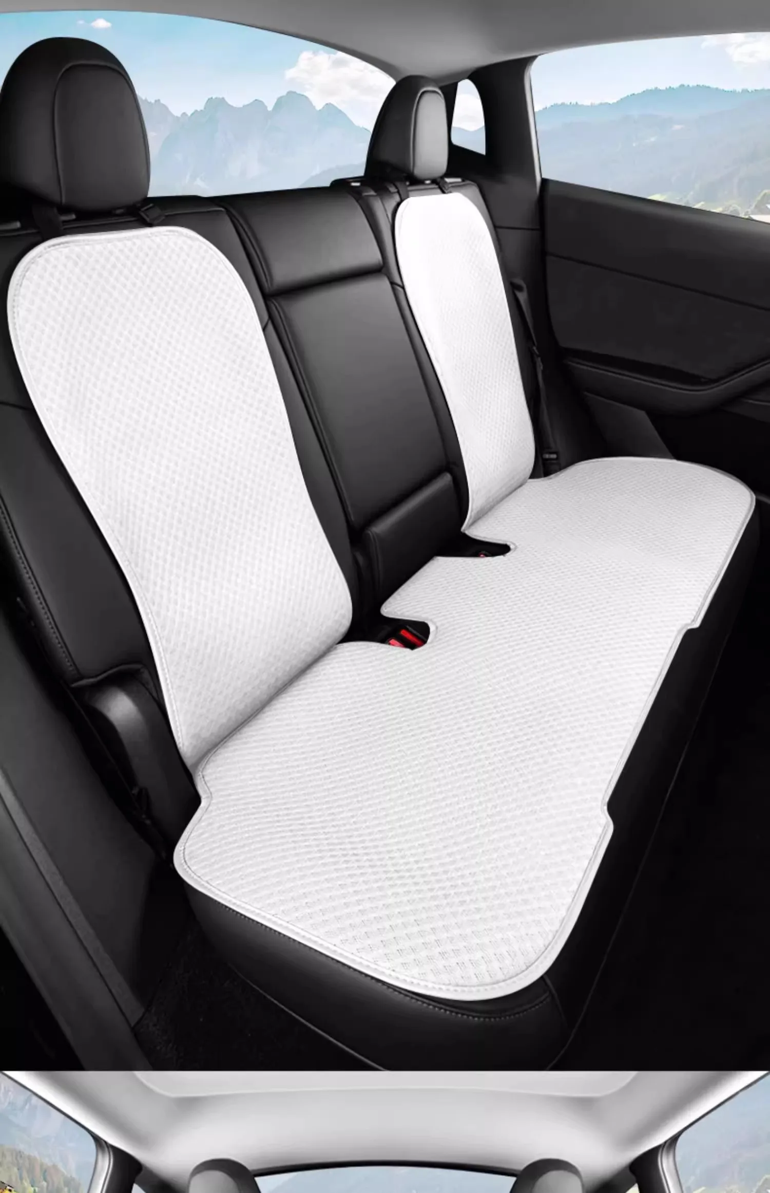 Auto-Eisseide-Sitzkissenbezug für Tesla Model 3 / Y Juniper 2019-2026 Atmungsaktives Komfortables Sitzpolster Auto-Innenausstattung – Detail 11