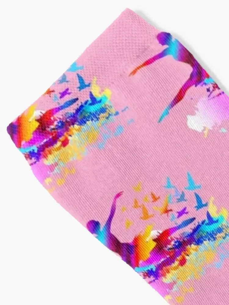 Ballet dancer jumping with flying birds Socks Soccer cute hiphop Men's Socks Women's Men's