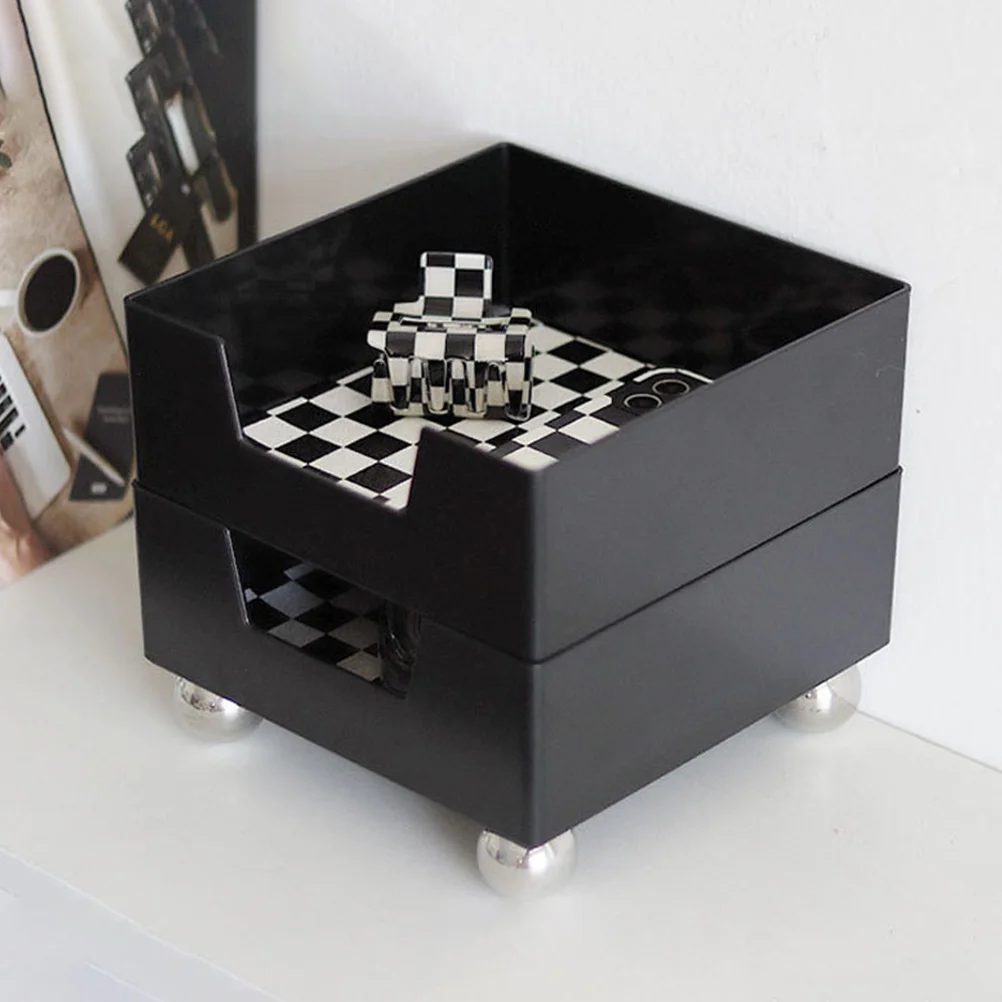 

Checkerboard Storage Plate Jewelry Tray Decoration High Quality Display Dish Plastic