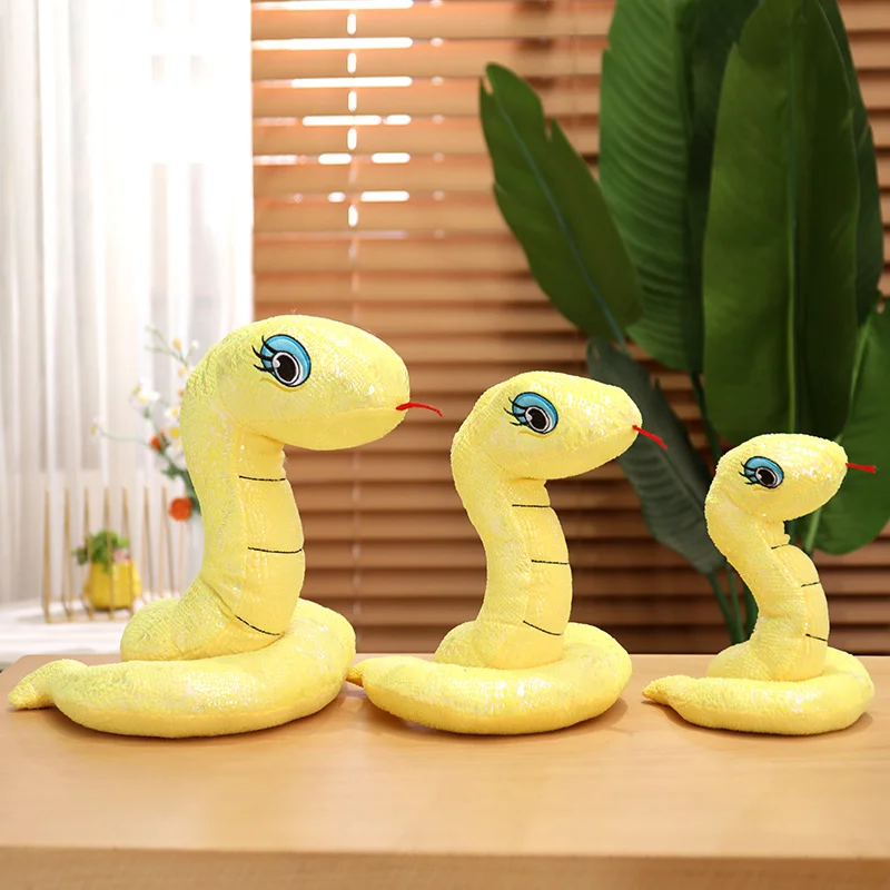 20cm Kawaii Cartoon Sequin Snake Plush Doll New Cute Animal Snake Plush Doll Home Decor For Boys And Girls Birthday Gift