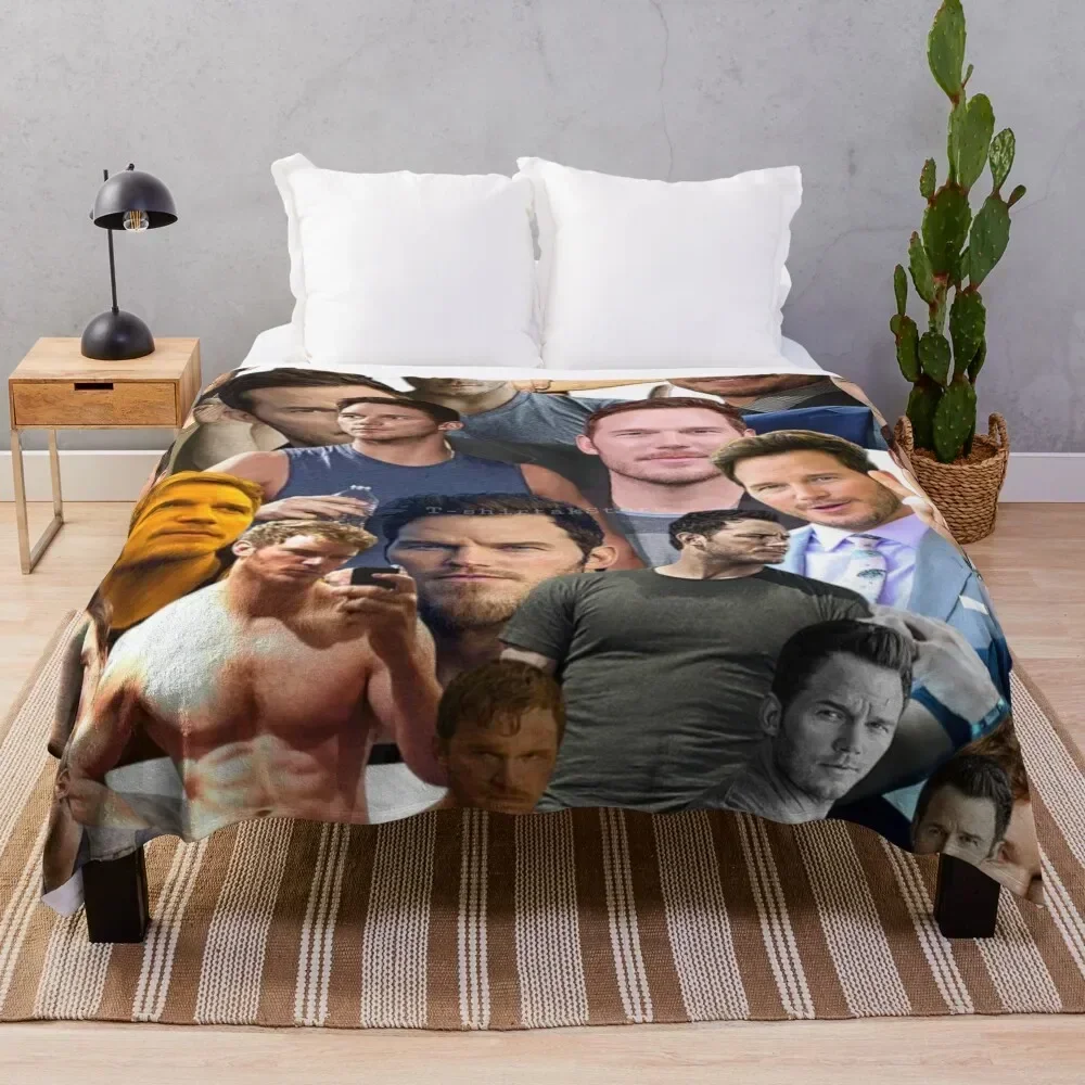 

chris pratt photo collage Throw Blanket Custom Sofa Quilt Blankets