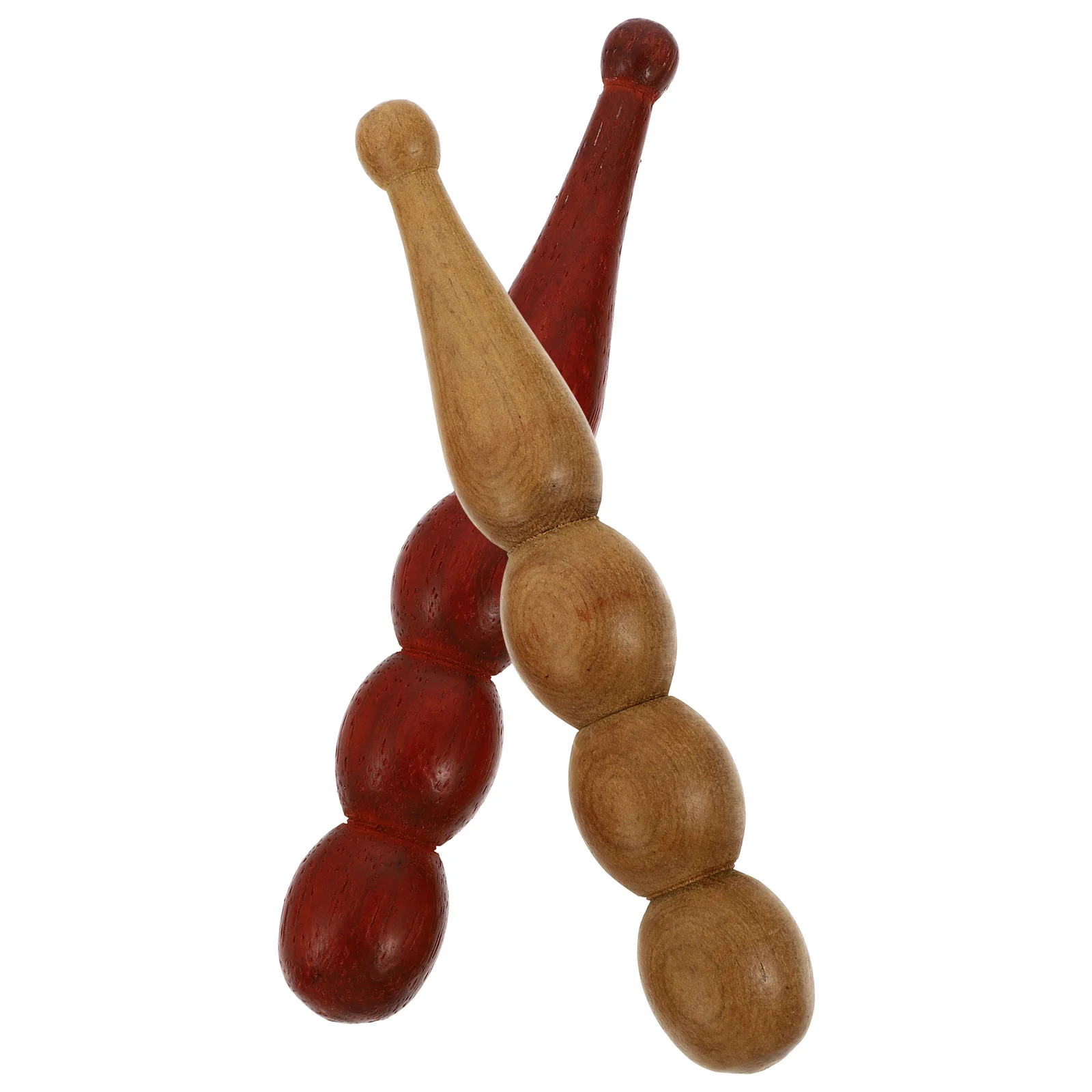 2 Pcs Beaded Massage Bar Manual Acupuncture Point Stick Acupoint Massaging Tools Household Massager Red Pear Rod Acupressure