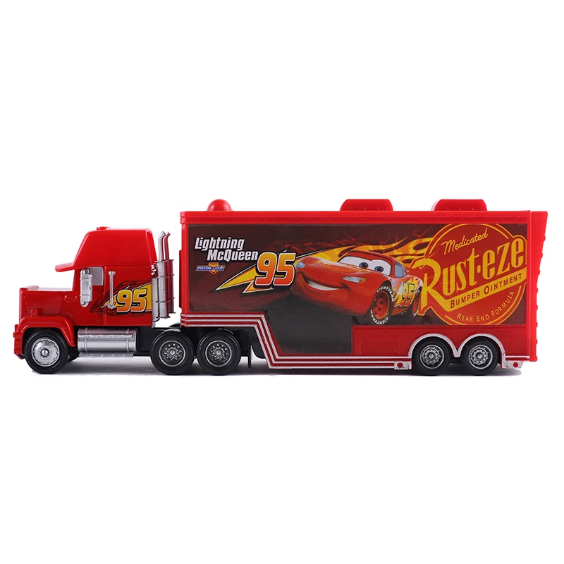 Auto Mack Truck Disney Anime Figure Lightning McQueen Racing pulcino Hicks modello The King Vehicle giocattoli per bambini regali di compleanno