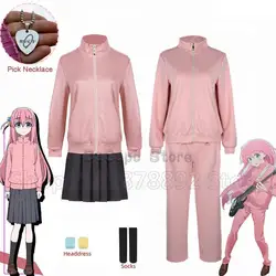 Gotou Hitori Cosplay Bocchi The Rock Gotou Hitori przebranie na karnawał JK jednolity różowa spódnica peruka garnitur wybierz Halloween Anime Cosplay