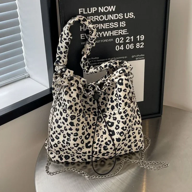 Leopard Tote Bag Fashion Casual Square Crossbody Bags for Women Trend 2024 High Quality Korean Designer Shoulder Ladies Handbags