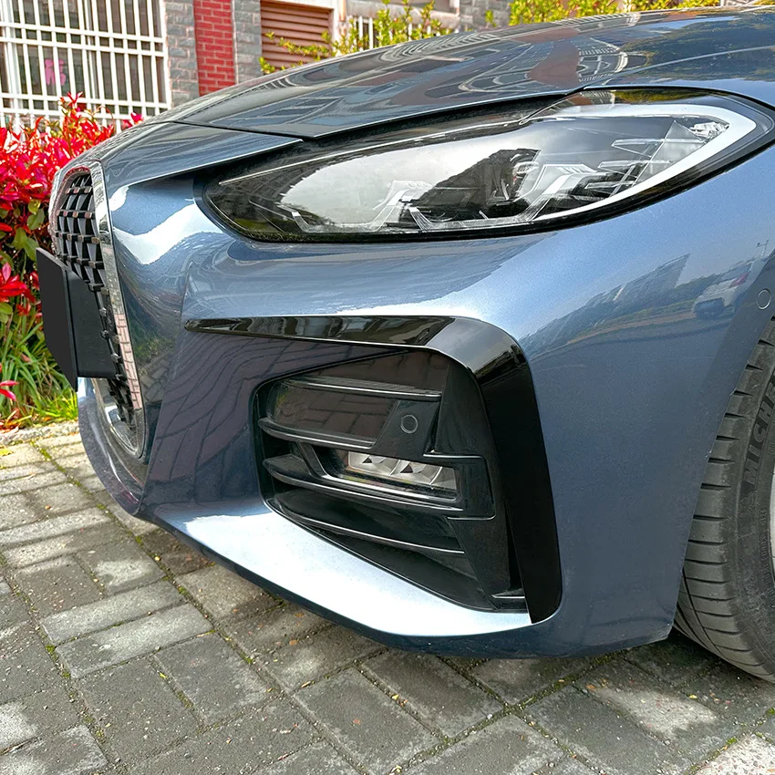 For BMW 4 Series G22 G26 420i 430i I4 M50 M Sport 2020-2025 Front Bumper Side Spoiler Fog Light Frames Cover Splitter Body Kit