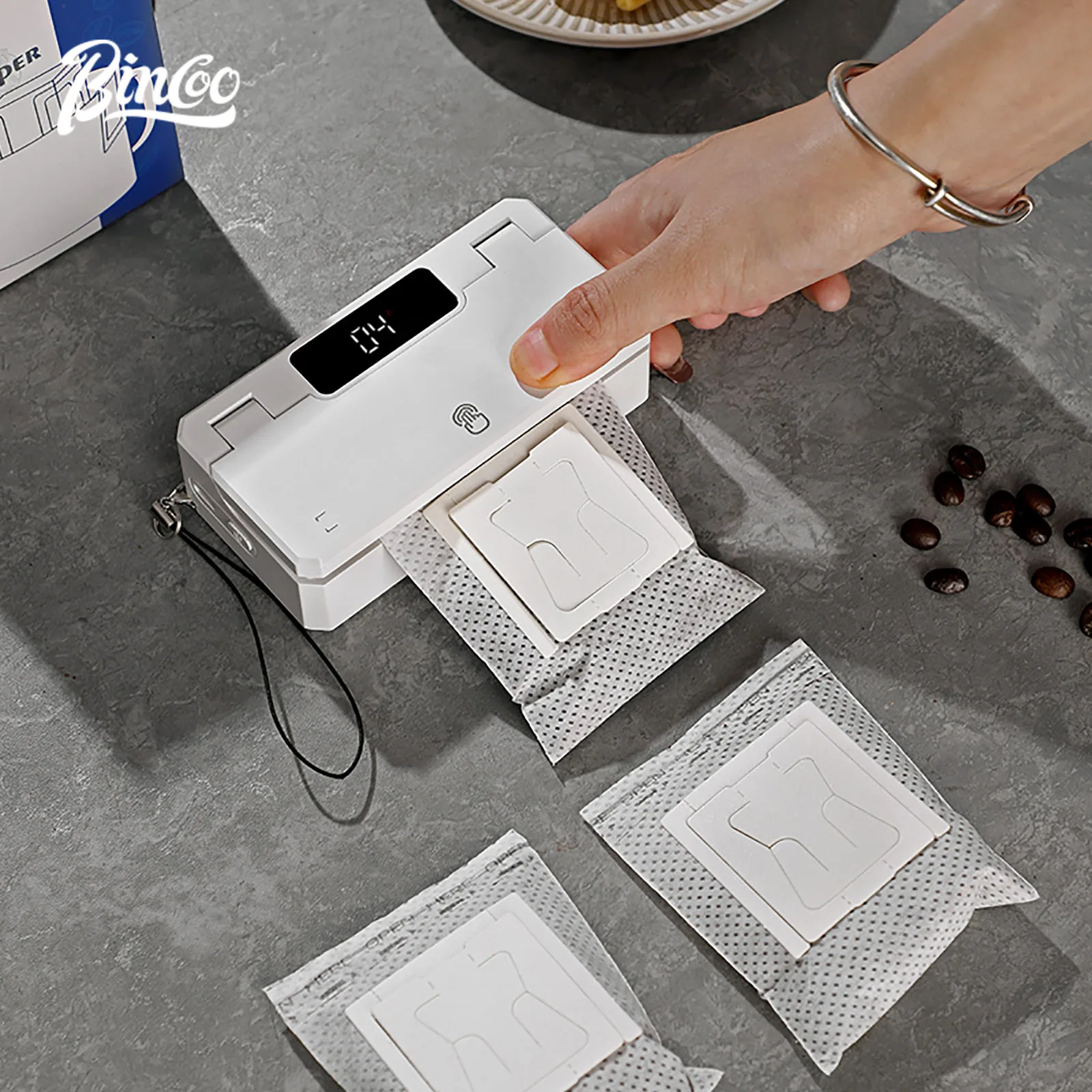 Bincoo Portable Mini Heat Sealer - Magnetic Handheld Sealer for Plastic Bags, 5-Temp Adjustable, Auto Shutoff, USB Rechargeable