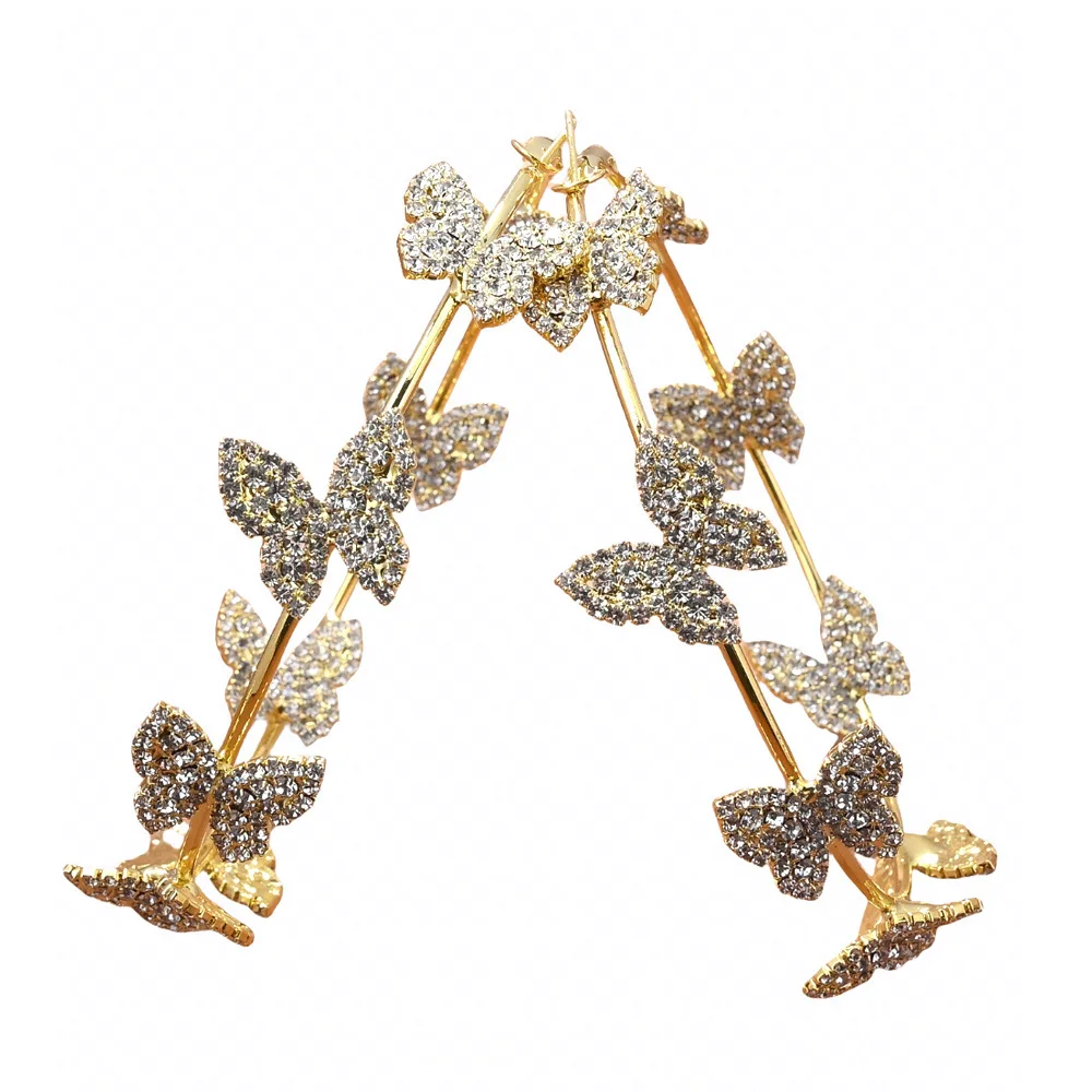 Korean Style Butterfly hoop earring Without Piercing For Women Sparkling Zircon hoop Earrings Wedding Party Jewelry Gift