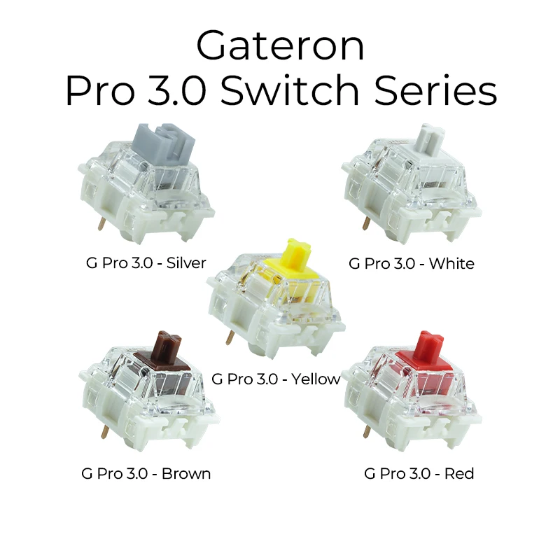 Gateron G Pro 3.0  Linear Switch Series White Yellow Silver Brown Red Switches 3-pin RGB backlight Factory Lubed MX Compatible