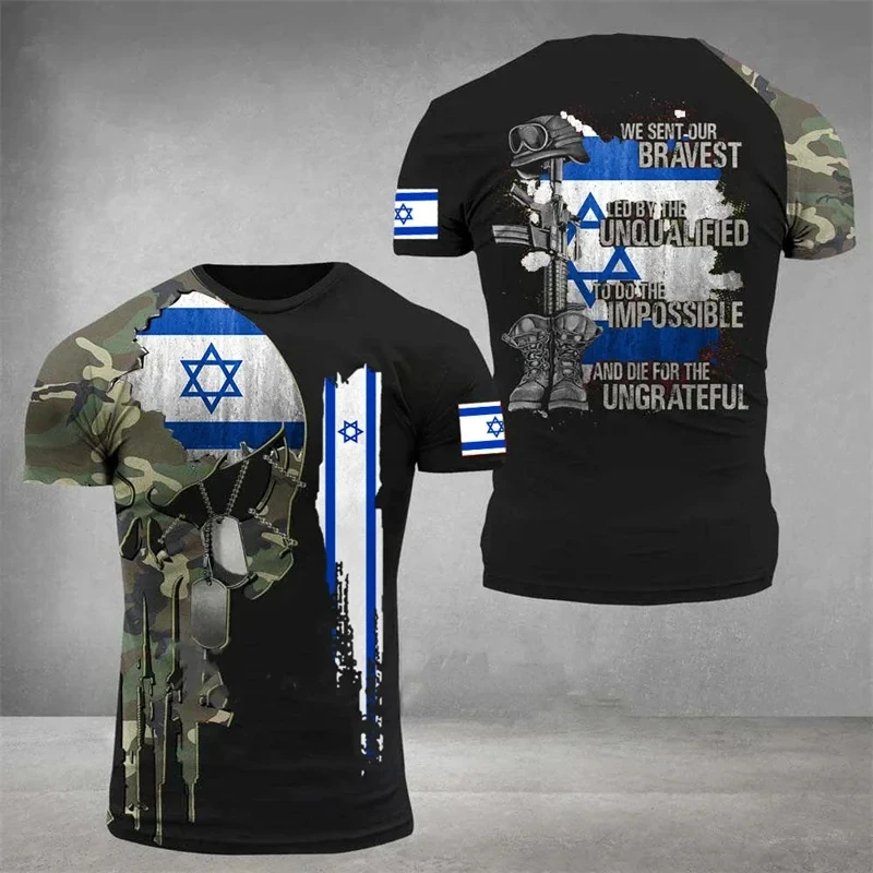 Israel National Flag Tshirts for Men Sportswewar Gym Tactical Tops 3D Print Israeli T-Shirt Soldiers Forest Tees Men's Clothing