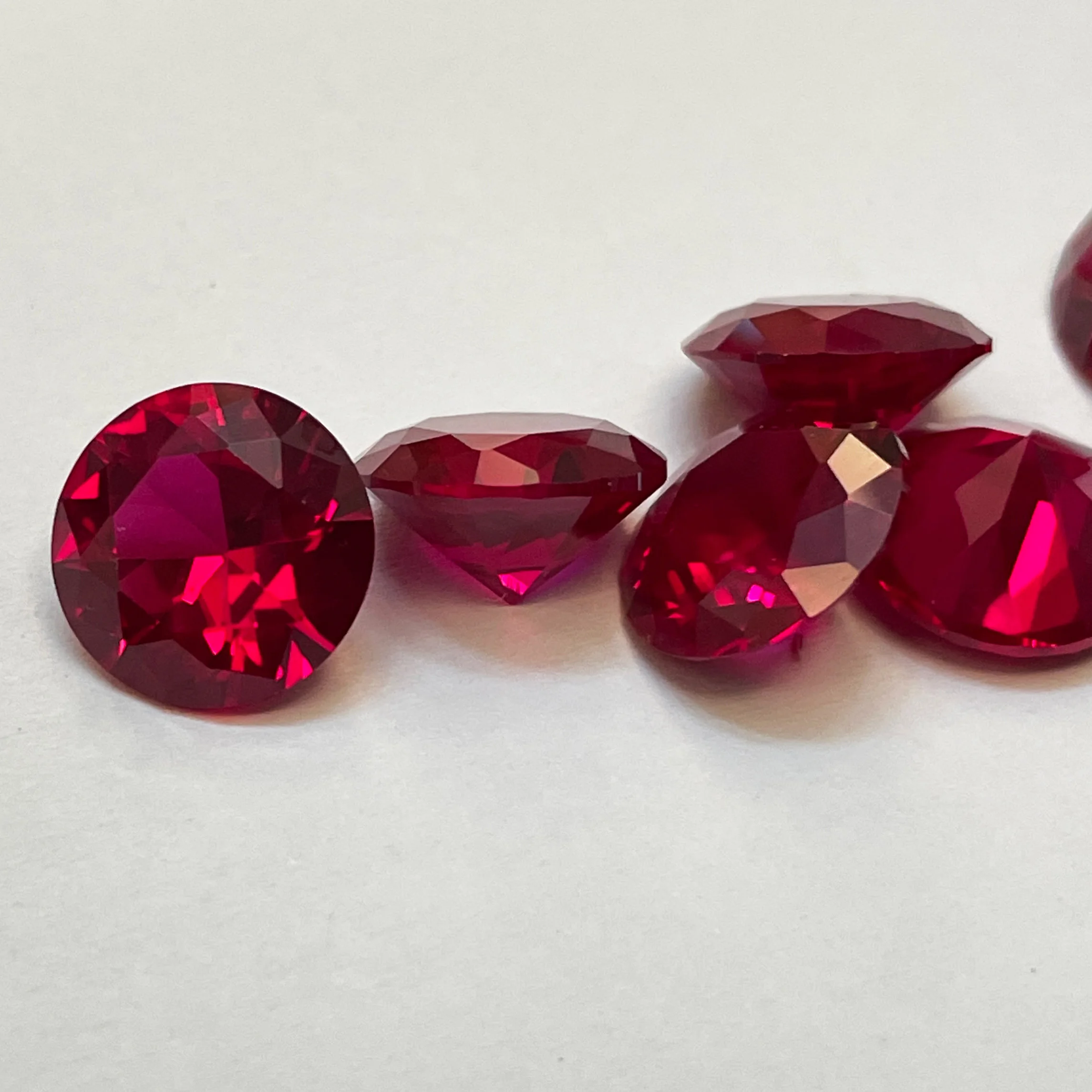 3~12mm AAAAA Quality Loose 5# Red Stones Round Brilliant Cut Ruby Red Corundum Stone Synthetic Gems For Jewelry DIY Making