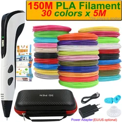 High Quality Creative 3D Children's Printing Pen With Power Adapter PLA Filament Suitcase Children's Christmas Birthday DIY Gift