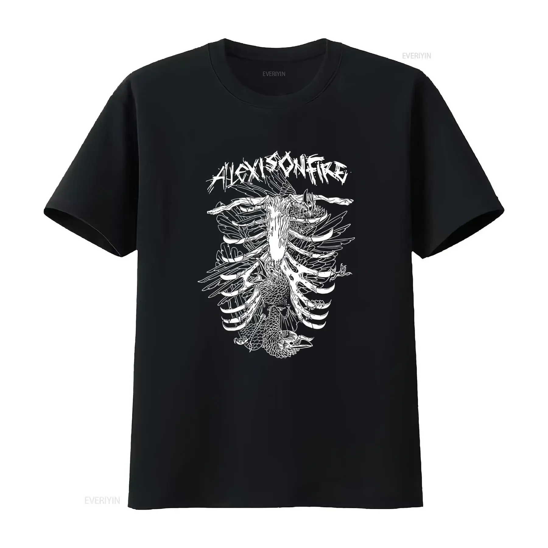 ALEXISONFIRE Post Hardcore Emo Band Birds In Ribcage T Shirt vintage Washed Top For Everyday Wear Stretched Stylish Casual
