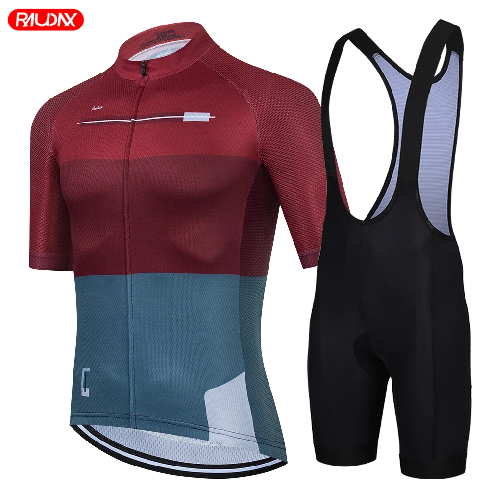 Raudax Road Bike Jersey Set Men Cycling Clothing Summer MTB Team Clothes Short Sleeve Uniform Triathlon Skinsuit Ropa De Hombre